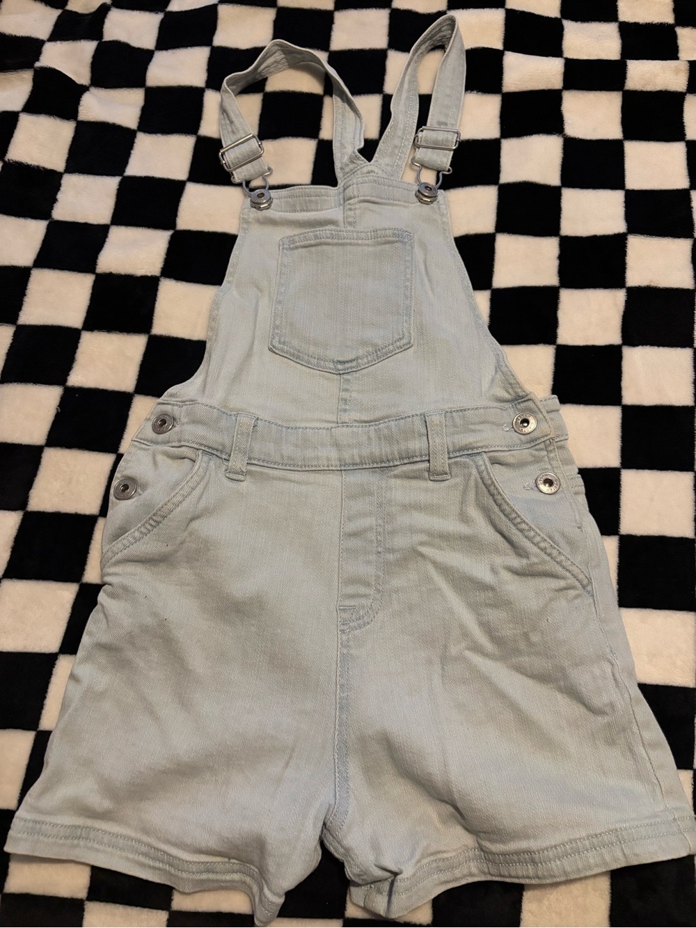 Size 12 girls light blue short overalls